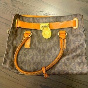 Vintage Authentic Michael Kors Hamilton Bag Logo Luggage leather satchel